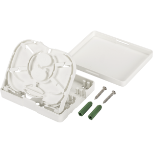 Socket box for 2 SC adapters with optic fiber manager, 100х80х23 mm, white
